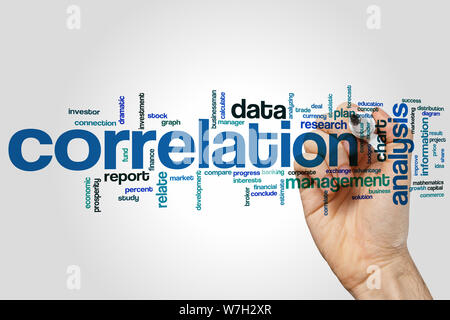 Korrelation-Wort-Cloud-Konzept Stockfoto