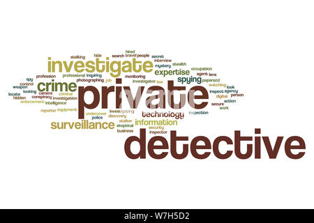 Privatdetektiv Wort cloud Konzept Stockfoto