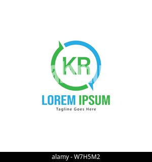 Erste KR logo Vorlage mit modernen Rahmen. Minimalistische KR schreiben logo Vector Illustration Design Stock Vektor