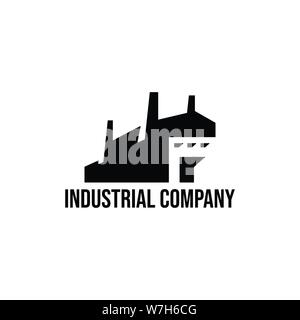 Industrielle Fabrikgebäude flachbild Logo Design Vector template Abbildung Stock Vektor