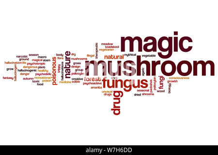 Magic Mushroom Wort cloud Konzept Stockfoto