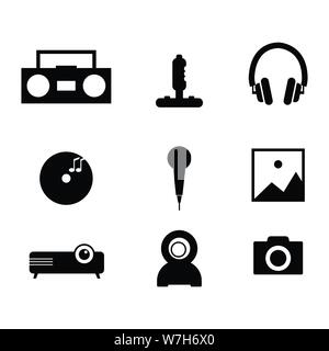 Verschiedene Multimedia- Symbol Vektor einrichten design Bild Stock Vektor