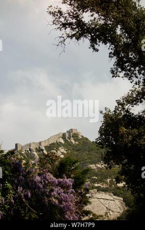 Weiter Sie nach Lissabon finden Sie Sintra, das berühmt ist für seine Burg Palácio Nacional da Pena den Gärten ist Stockfoto