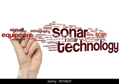 Sonar Technologie Wort cloud Konzept Stockfoto