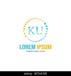 Erste KU logo Vorlage mit modernen Rahmen. Minimalistische schreiben KU logo Vector Illustration Design Stock Vektor