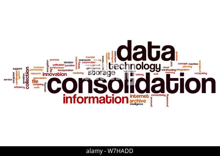 Datenkonsolidierung Wort cloud Konzept Stockfoto