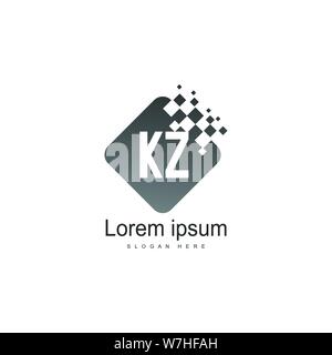 Erste KZ logo Vorlage mit modernen Rahmen. Minimalistische KZ schreiben logo Vector Illustration Design Stock Vektor