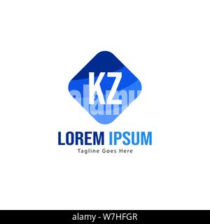 Erste KZ logo Vorlage mit modernen Rahmen. Minimalistische KZ schreiben logo Vector Illustration Design Stock Vektor
