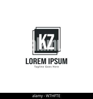 Erste KZ logo Vorlage mit modernen Rahmen. Minimalistische KZ schreiben logo Vector Illustration Design Stock Vektor