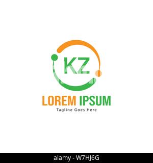 Erste KZ logo Vorlage mit modernen Rahmen. Minimalistische KZ schreiben logo Vector Illustration Design Stock Vektor