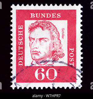 West Deutschland Briefmarke - Friedrich von Schiller (1759-1805), Dichter Stockfoto