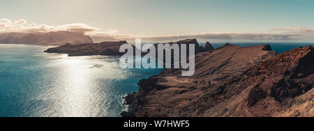 Panorama Aussicht auf Insel im Atlantischen Meer, Ponta de sao Laurence, Madeira, Portugal Stockfoto