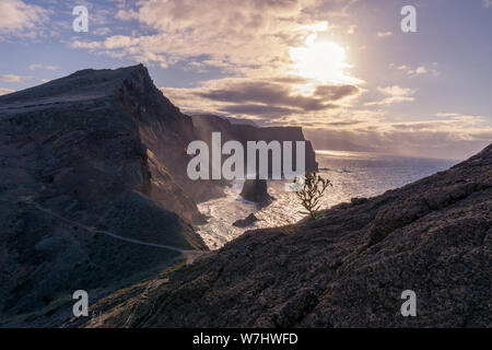 Panorama Aussicht auf Insel im Atlantischen Meer, Ponta de sao Laurence, Madeira, Portugal Stockfoto