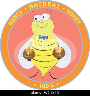 Biene mit Honig. Vector Illustration. Stock Vektor