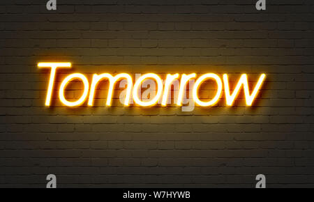 Morgen Leuchtreklame auf Mauer Hintergrund Stockfoto