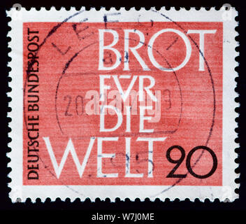 West Deutschland Briefmarke - Brot für die Welt Stockfoto