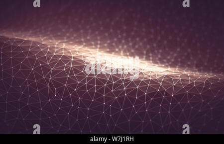 Drei-dimensionalen Gitter aus Linien und Punkten in abstrakter Form in der Technologie Konzept. Bild als Hintergrund zu verwenden. 3D-Darstellung. Stockfoto