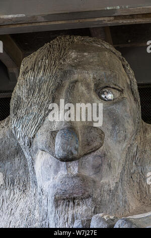 Die berühmten Troll unter die Fremont Bridge in Seattle, Washington Stockfoto