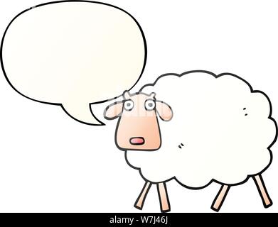 Cartoon Schaf mit Sprechblase in glatten Farbverlauf Stock Vektor
