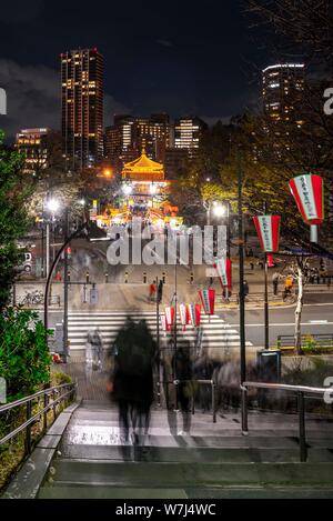 Shinobazunoike Bentendo Tempel bei Nacht, Ueno Park, Taito City, Tokio, Japan Stockfoto