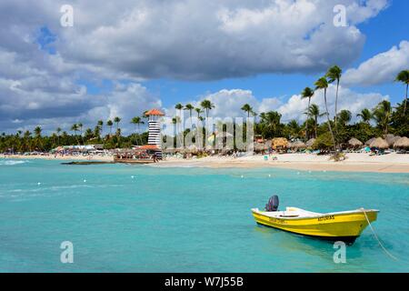 Boot, Dominicus Beach, Bayahibe, Dominikanische Republik Stockfoto