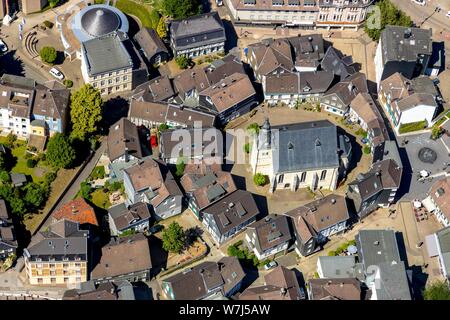 Luftaufnahme, Stadt Kirche mit Marktplatz, Velbert - Neviges, Velbert, Ruhrgebiet, Nordrhein-Westfalen, Deutschland Stockfoto