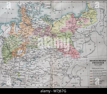 Karte, Brandenburg-Preußen von 1415-1869, historische Darstellung, Deutschland Stockfoto