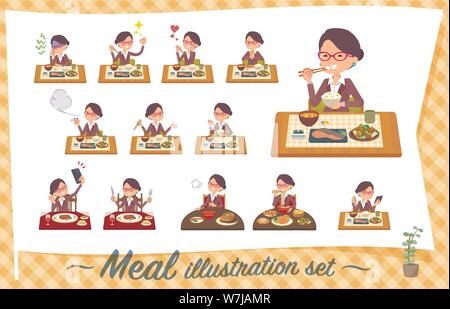 Eine Reihe von Frauen über Mahlzeiten. Japanische und chinesische Küche, westliche Gerichte und so weiter. Es ist Vektor Kunst so ist es leicht zu bearbeiten. Stock Vektor