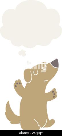 Cartoon Hund mit dachte Blase im Retro Stil Stock Vektor