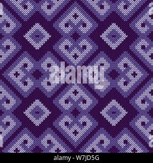 Abstrakte nahtlos gestrickte verzierten vector Pattern in der violetten Farbtöne als Stoff Textur Stock Vektor