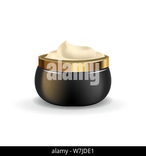 Realistisches Kosmetikglas auf weißem Hintergrund. Kosmetik-Paket Sammlung für Sahne, Suppen, Schäume. Mock up Set für Markenvorlage. vektor Stock Vektor