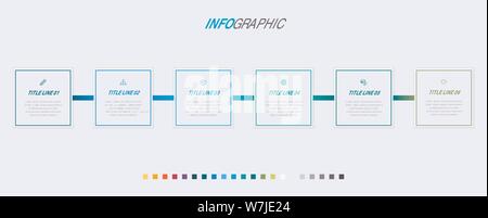 Vektor Infografik timeline Design Template mit quadratischen Elementen. Inhalt, Zeitplan, Timeline, Schaltplan, Workflow, Business, Infografik, Flussdiagramm. Stock Vektor