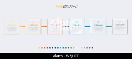 Vektor Infografik timeline Design vorlage mit rechteckigen Elementen. Inhalt, Zeitplan, Timeline, Schaltplan, Workflow, Business, Infografik Stock Vektor