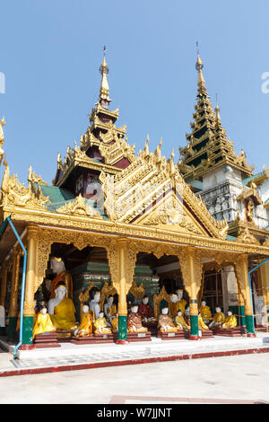 Yangon, Myanmar-May 6 2014: Gebäude in der Shwedagon Pagode. Die Pagode ist der heiligste in allen von Myanmar. Stockfoto