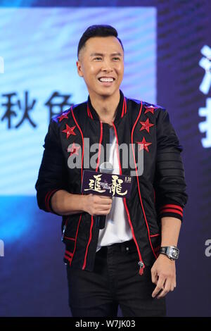 Hong Kong Darsteller Donnie Yen nimmt an einer Pressekonferenz zur Premiere seines neuen Films "Chasing The Dragon' in Peking, China, 20. September 2017. Stockfoto