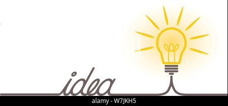 Innovation Konzept mit leuchtenden Glühbirne und Kabel, die das Wort Idee Vector Illustration Stock Vektor