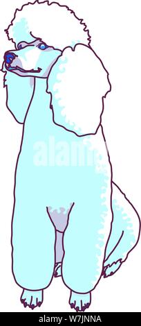 Line Art Pudel Hund mit shaggy Ohren ruhig ruhig sitzen Stock Vektor