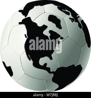 Nord- und südamerikanische Land Massen auf ein Fußball angezeigt. Stock Vektor