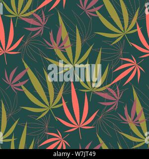 Nahtlose Muster mit Hanf Blätter. Vektor. Stock Vektor