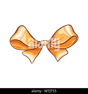 Golden bug Hand gezeichnet Vektor isoliert Abbildung. Ribbon Knoten cartoon Zeichnung auf weißem Hintergrund. Bowknot doodle Sticker Weihnachten clipart. Bow-tie-farbigen Grußkarte design Element Stock Vektor