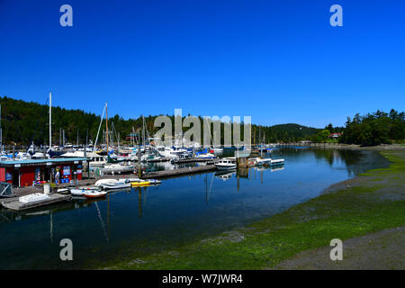 Blick auf Deer Harbor Marina auf Orcas Island, Washington in die San Juan Inseln Stockfoto