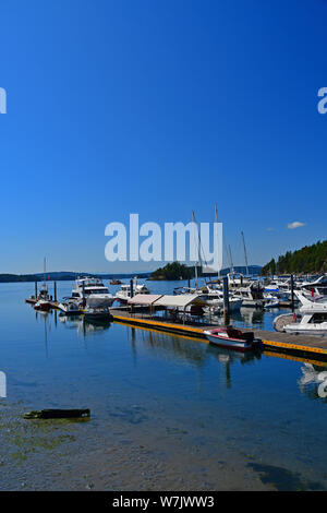 Blick auf Deer Harbor Marina auf Orcas Island, Washington in die San Juan Inseln Stockfoto