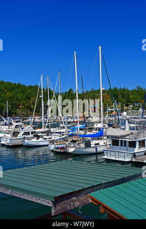 Blick auf Deer Harbor Marina auf Orcas Island, Washington in die San Juan Inseln Stockfoto