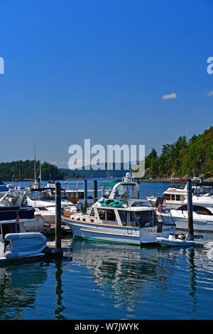 Blick auf Deer Harbor Marina auf Orcas Island, Washington in die San Juan Inseln Stockfoto