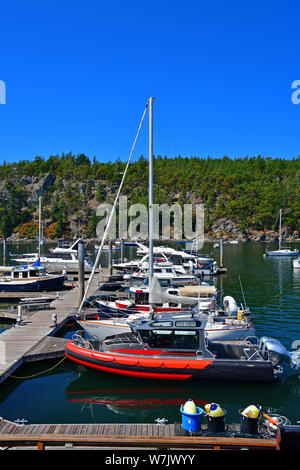 Blick auf Deer Harbor Marina auf Orcas Island, Washington in die San Juan Inseln Stockfoto