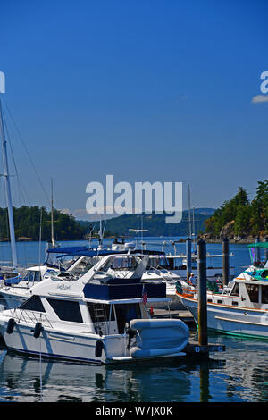 Blick auf Deer Harbor Marina auf Orcas Island, Washington in die San Juan Inseln Stockfoto