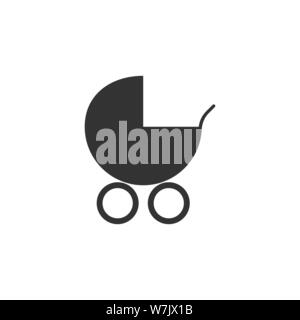 Vector Illustration, flache Bauform. Baby, Schlitten, Kinderwagen Kinderwagen Kinderwagen rad Symbol Stock Vektor