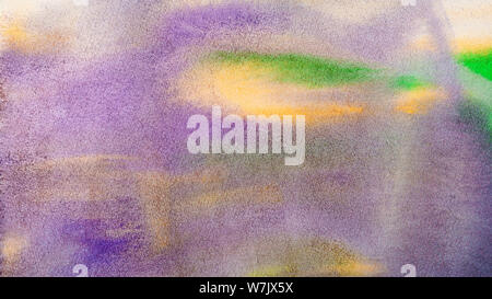 Abstrakte Aquarell Malerei. Hintergründe für Design. Wasser - Schlieren. Lila, Gelb und Grün Stockfoto
