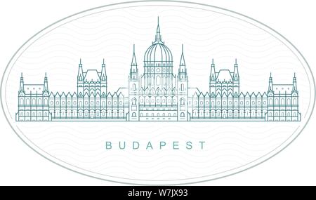 Budapest - ungarische Parlament Gebäude, Wahrzeichen von Budapest Emblem Stock Vektor