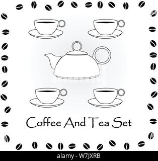 Kaffee und Tee Set Vector Illustration Stock Vektor